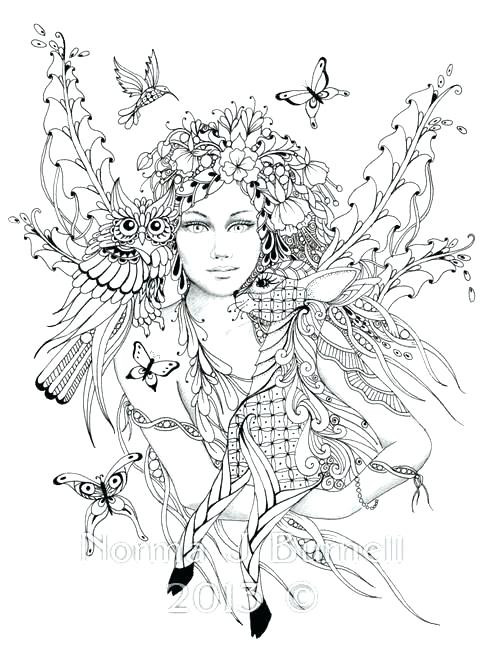 500x662 Detailed Fairy Coloring Pages For Adults Hard Color Bros