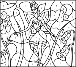 256x226 Hard Color By Number Pages Princess Fairy