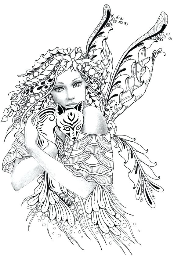 570x855 Hard Fairy Coloring Pages Simple Fairy Coloring Pages