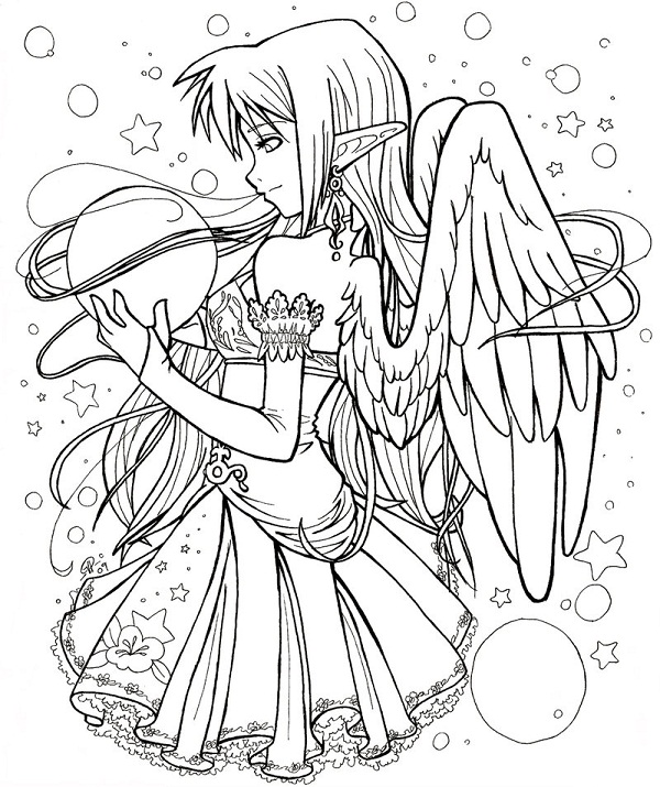 600x715 Anime Fairy Coloring Pages