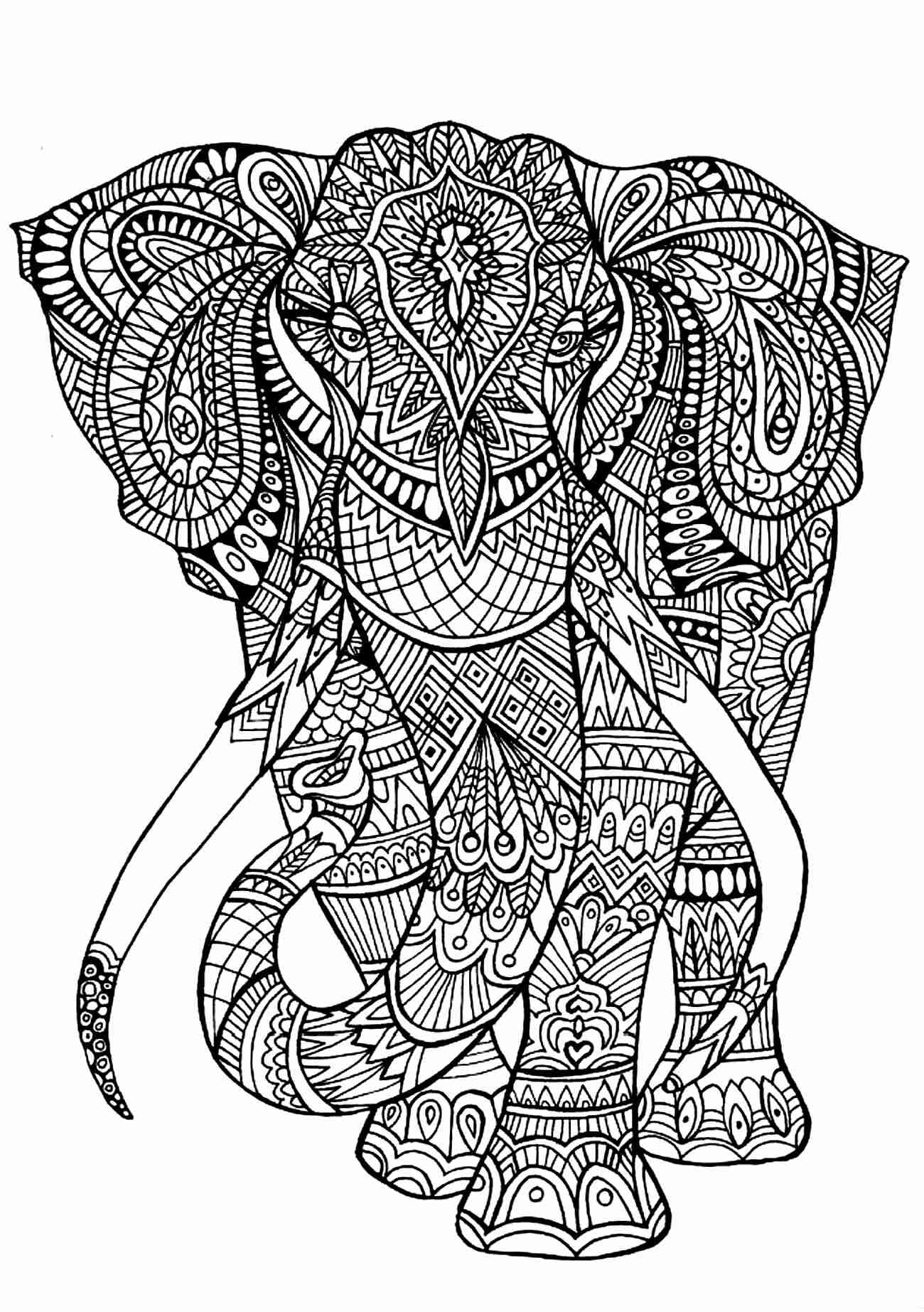 1300x1845 Elephant Complex For Adults Print Out Hard Coloring Pages