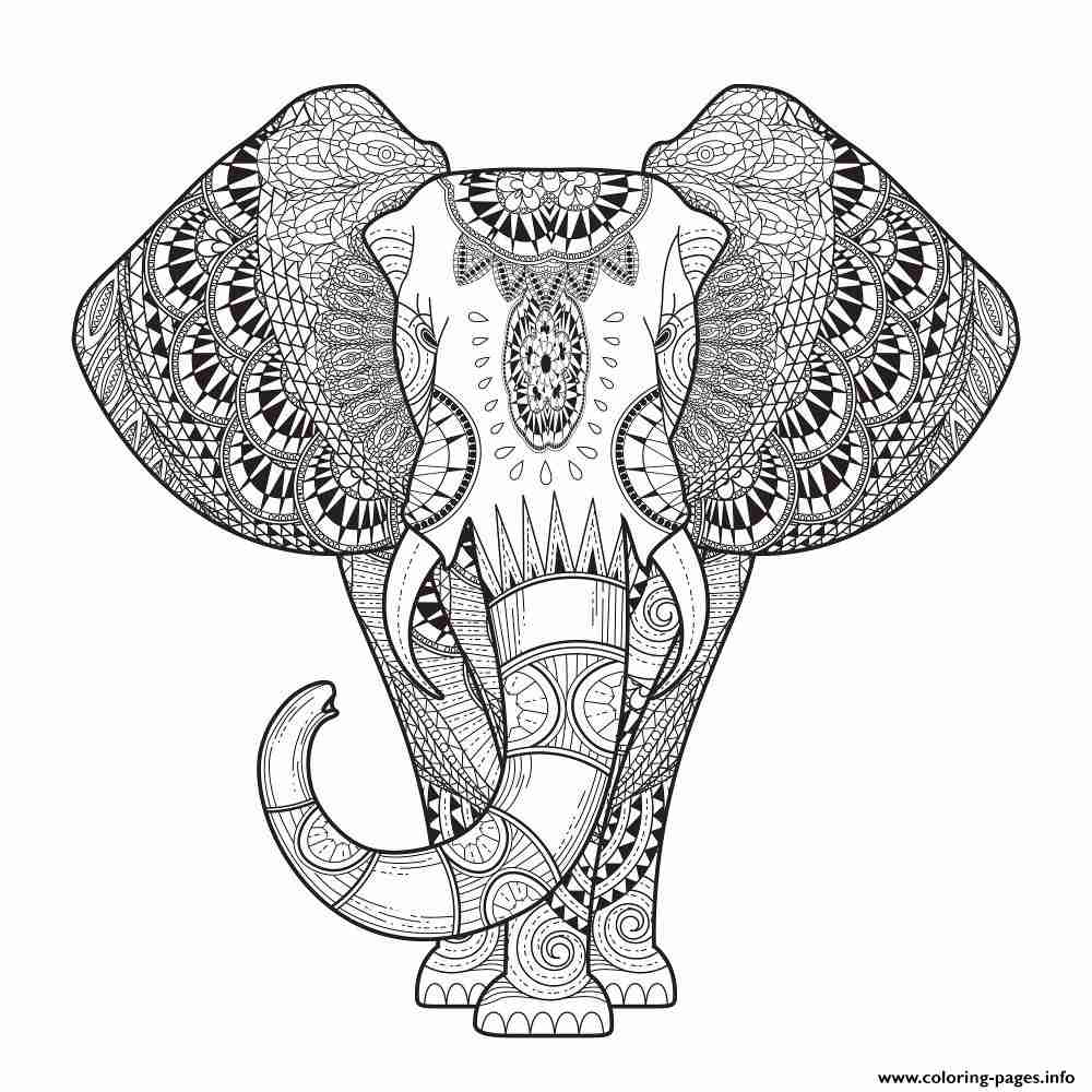 1000x1000 Print Elephant For Adult Hard Difficult Zen Anti Stress Animal