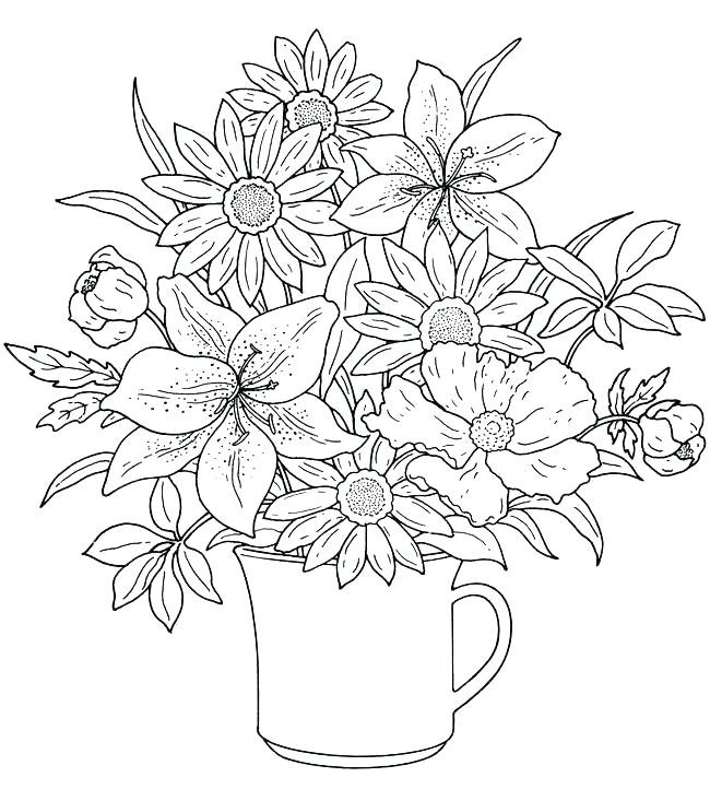 650x722 Hard Flower Coloring Pages