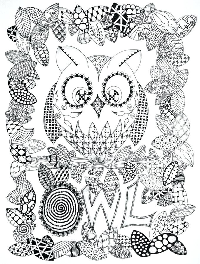 Hard Owl Coloring Pages Printable 680x900 Hard Owl Coloring Pages Printable