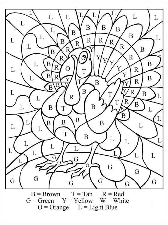 560x750 Hard Color By Number Pages Thanksgiving Coloring Page