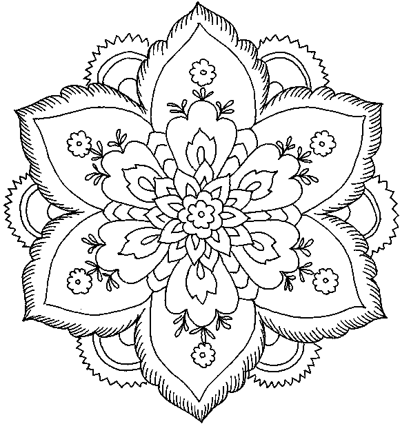 Difficult Flower Coloring Pages 580x615 Difficult Flower Coloring Pages