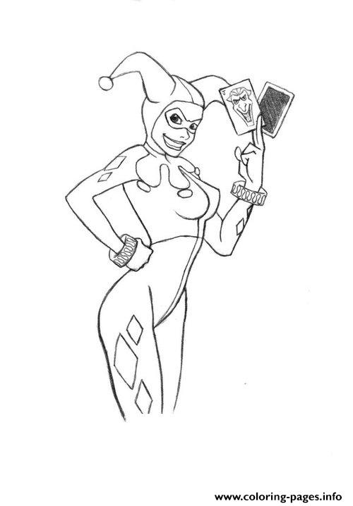 500x718 With Joker Cards Harley Quinn Coloring Pages Printable