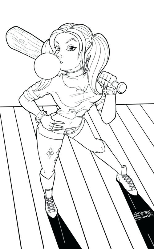 Harley Quinn Coloring Pages Free Suicide Squad Coloring Pages 500x809 Harley Quinn Coloring Pages Free Suicide Squad Coloring Pages