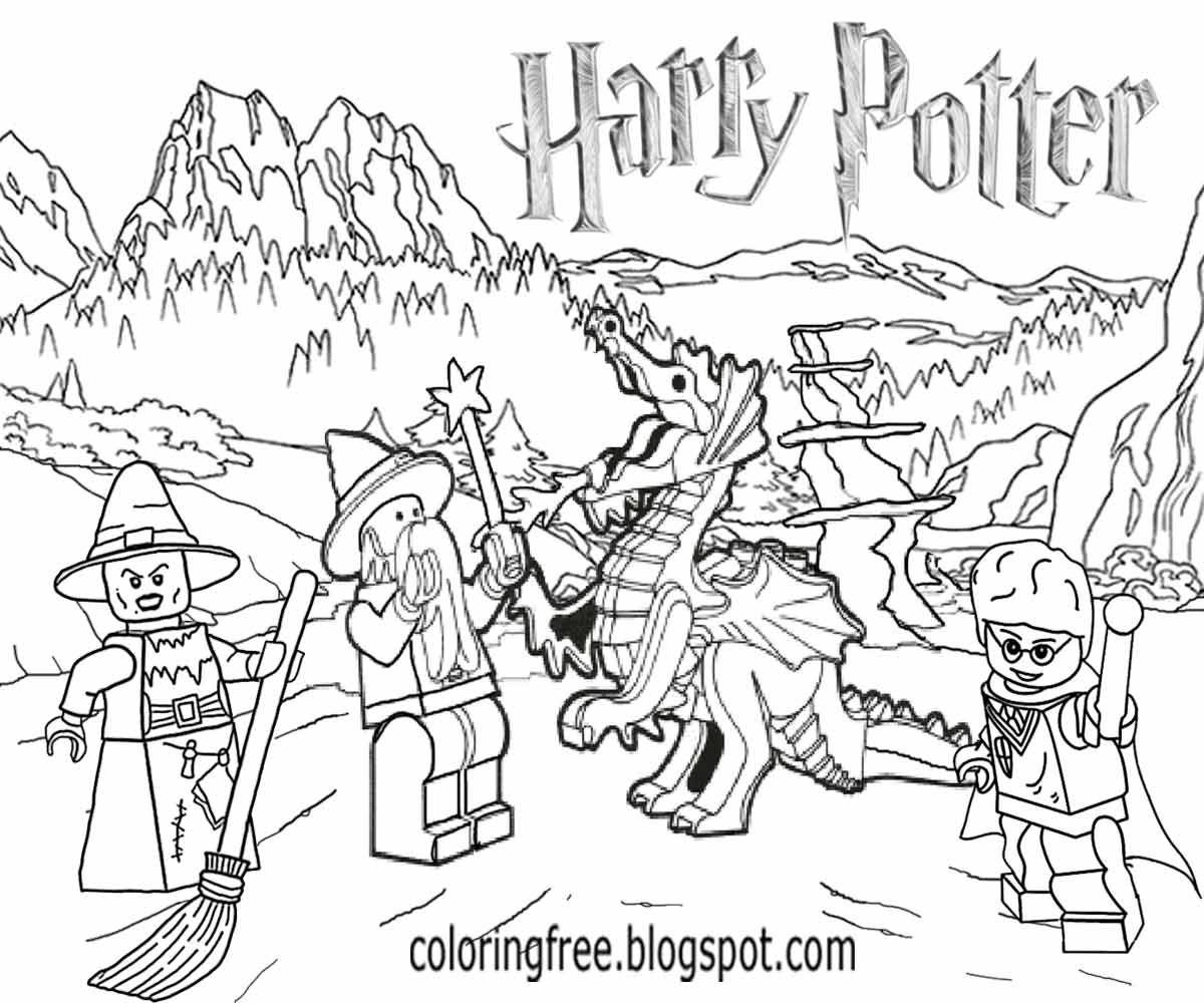 1200x1000 Harry Potter Lego Coloring Pages To Print Page Striking Dragon