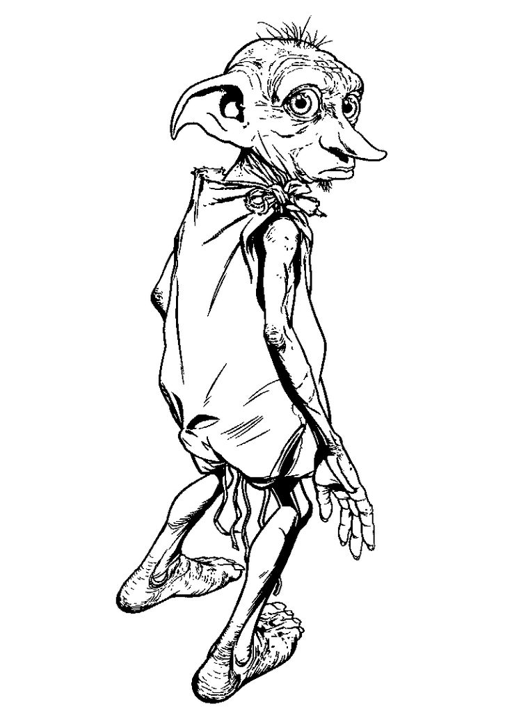 736x1022 Dobbie Harry Potter Free Coloring Page Harry Potter, Movies