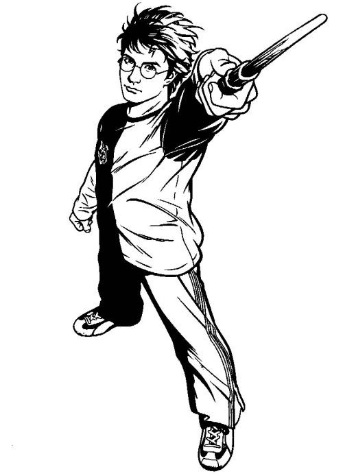 500x694 Harry Potter Wand Point To The Top Of The Coloring Pages