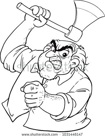359x470 Icp Hatchet Man Coloring Pages Angry Stock Vector
