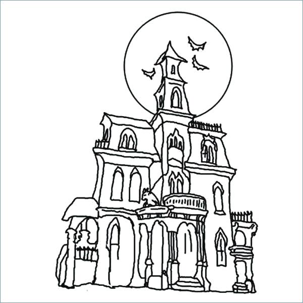 Haunted House Coloring Pages 600x600 Haunted House Coloring Pages