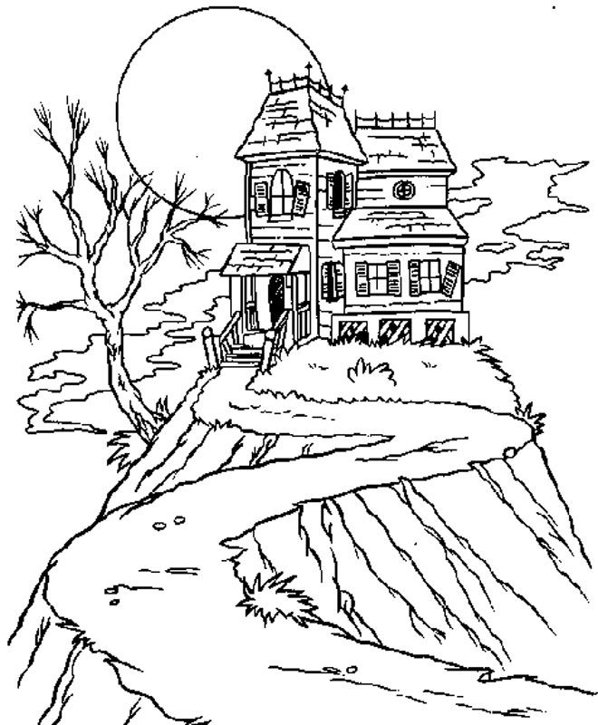 Haunted House Picture Coloring Pages 660x800 Haunted House Picture Coloring Pages