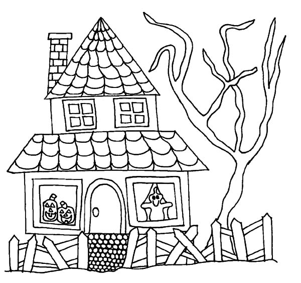 Halloween Haunted House Coloring Pages Halloween Haunted House 600x563 Halloween Haunted House Coloring Pages Halloween Haunted House