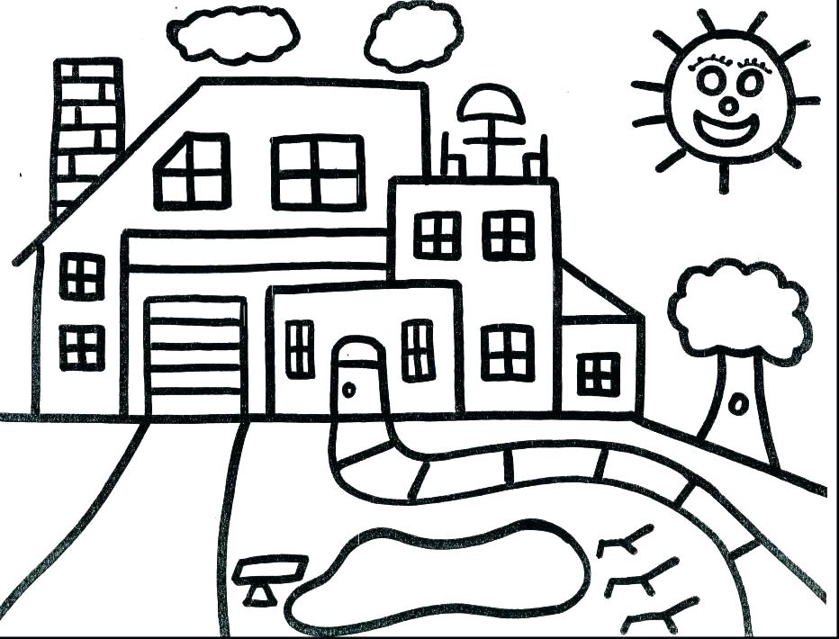 932x710 Haunted House Coloring Pages Haunted Castle Coloring Page Haunted