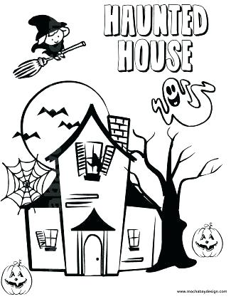 325x420 Free Printable Haunted House Coloring Page Adult And Pumpkins