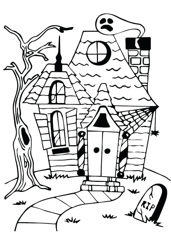 595x842 Spooky House Coloring Pages As Well As Spooky House Coloring Pages