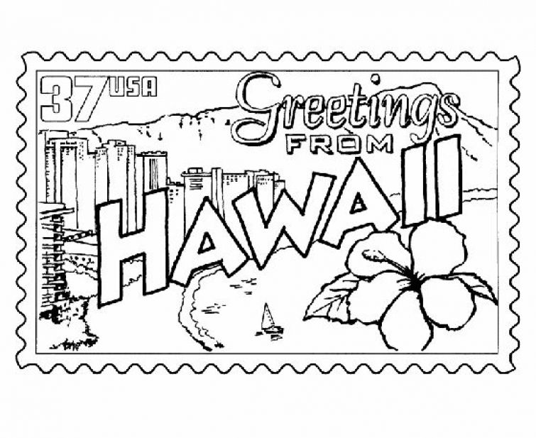 755x617 Hawaiian Stamp Printable Coloring Page Fun Coloring Pages