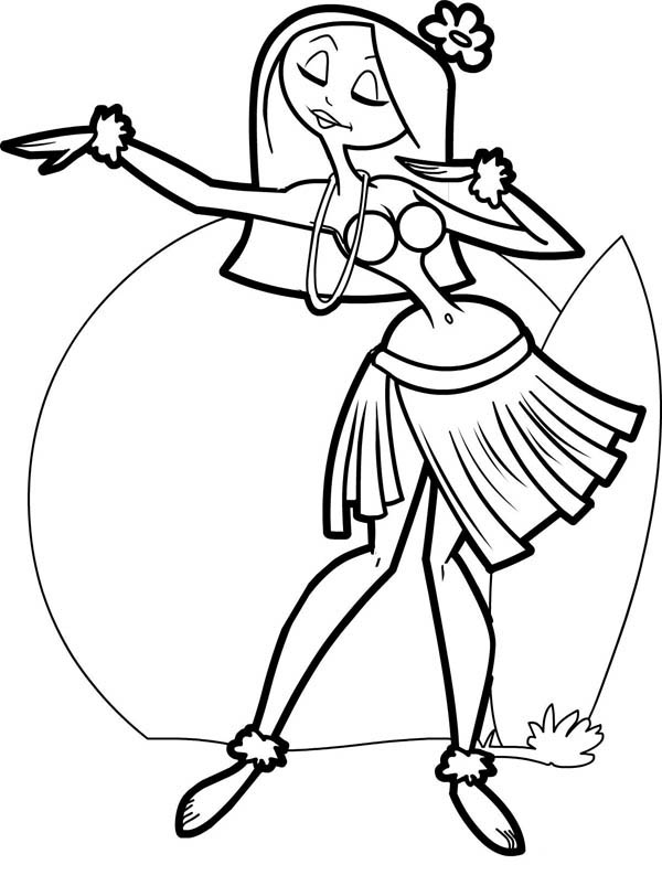600x803 Beautiful Hawaiian Hula Dancer Coloring Page