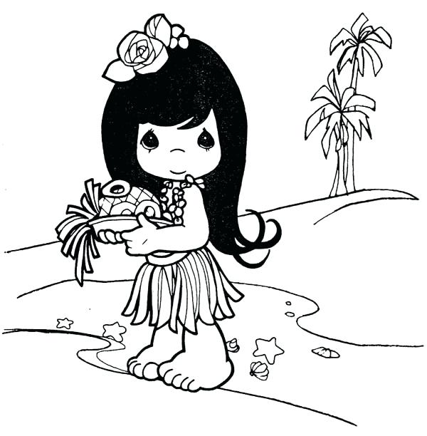 600x612 Hawaii Coloring Pages Little Cute Girl Coloring Page Hawaiian Flag