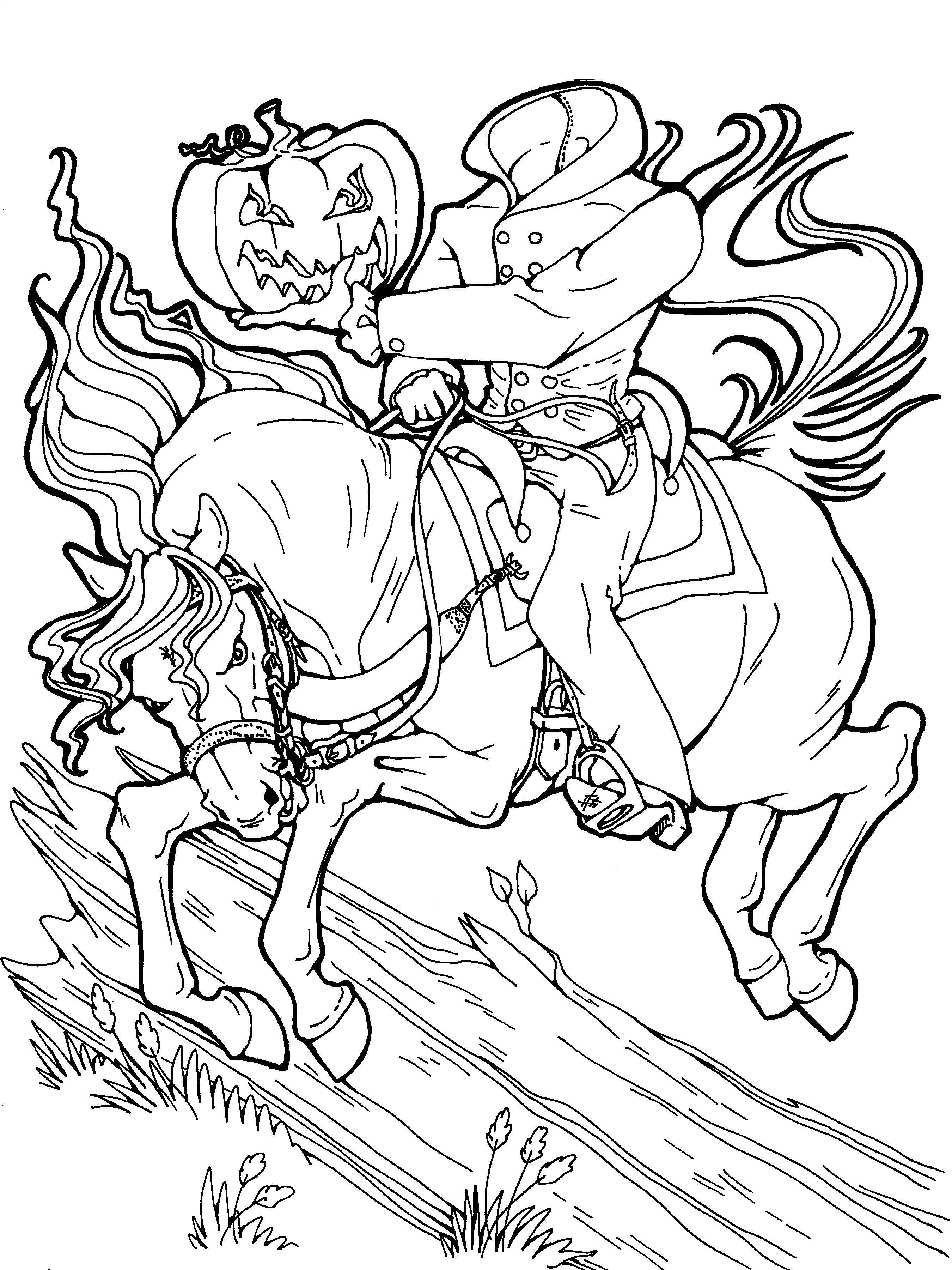 2700x3600 Headless Horseman Halloween Coloring Page. Get More Halloween