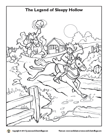 365x465 The Legend Of Sleepy Hollow Coloring Page Worksheet Village
