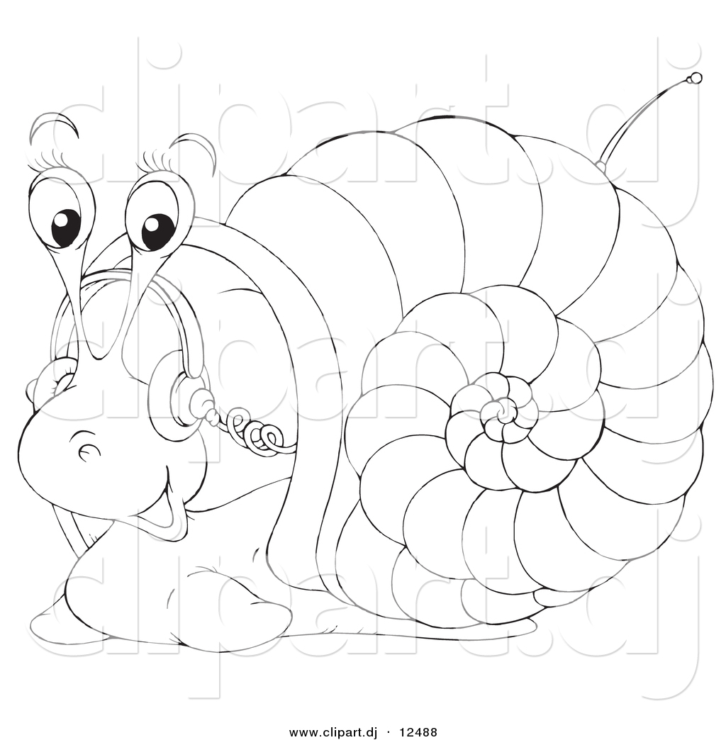 1024x1044 Vector Clipart Of A Cartoon Snail Listening To Music