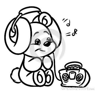 400x386 Bear Music Fan Headphones Player Coloring Pages Coloring Page