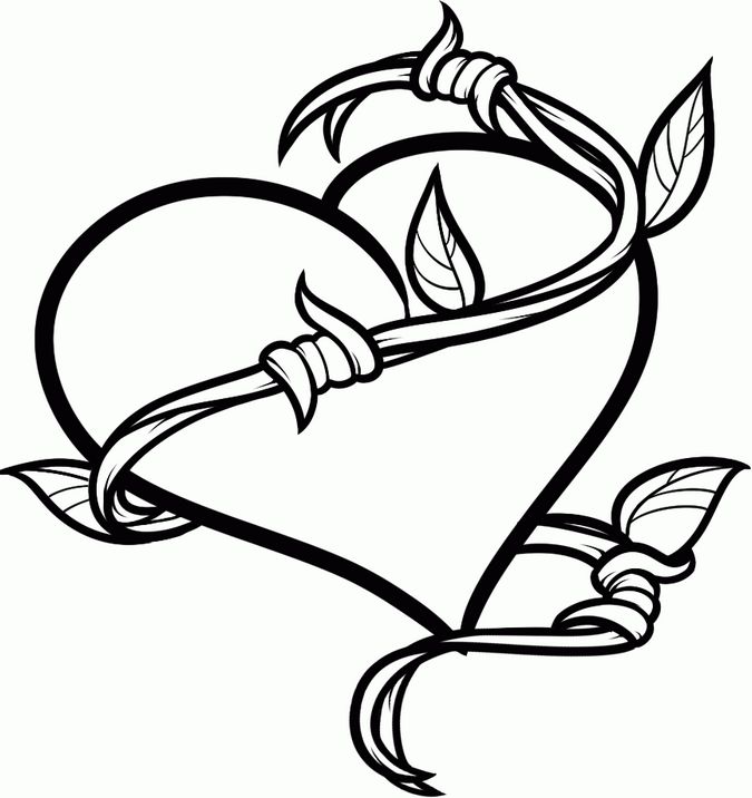 675x716 Hearts Tattoos Coloring Pages