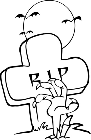 313x480 Tombstone Coloring Page Zombie Hand Coming Out Under A Tombstone