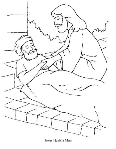 375x480 Jesus Heals The Paralytic Coloring Page Heals The Lame Man