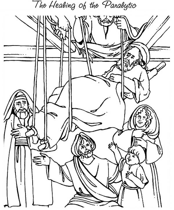 600x724 Jesus Miracles Coloring Pages The Healing Of The Paralityc Is