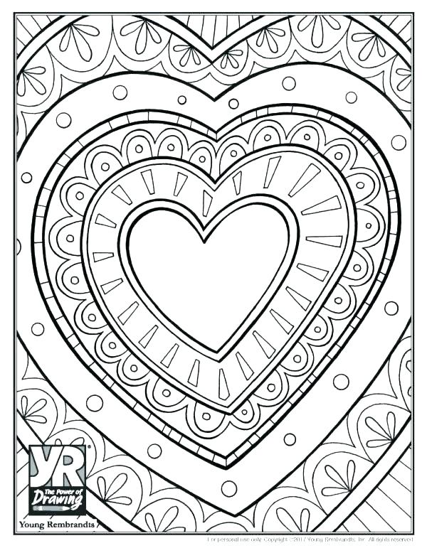 600x771 Printable Heart Coloring Pages Valentines Coloring Cards
