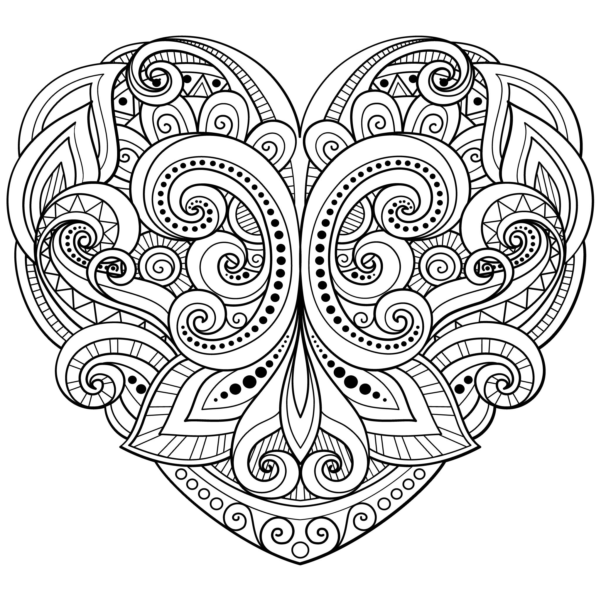 2048x2048 Love Heart Coloring Page Hearts + Love Coloring Pages For Adults