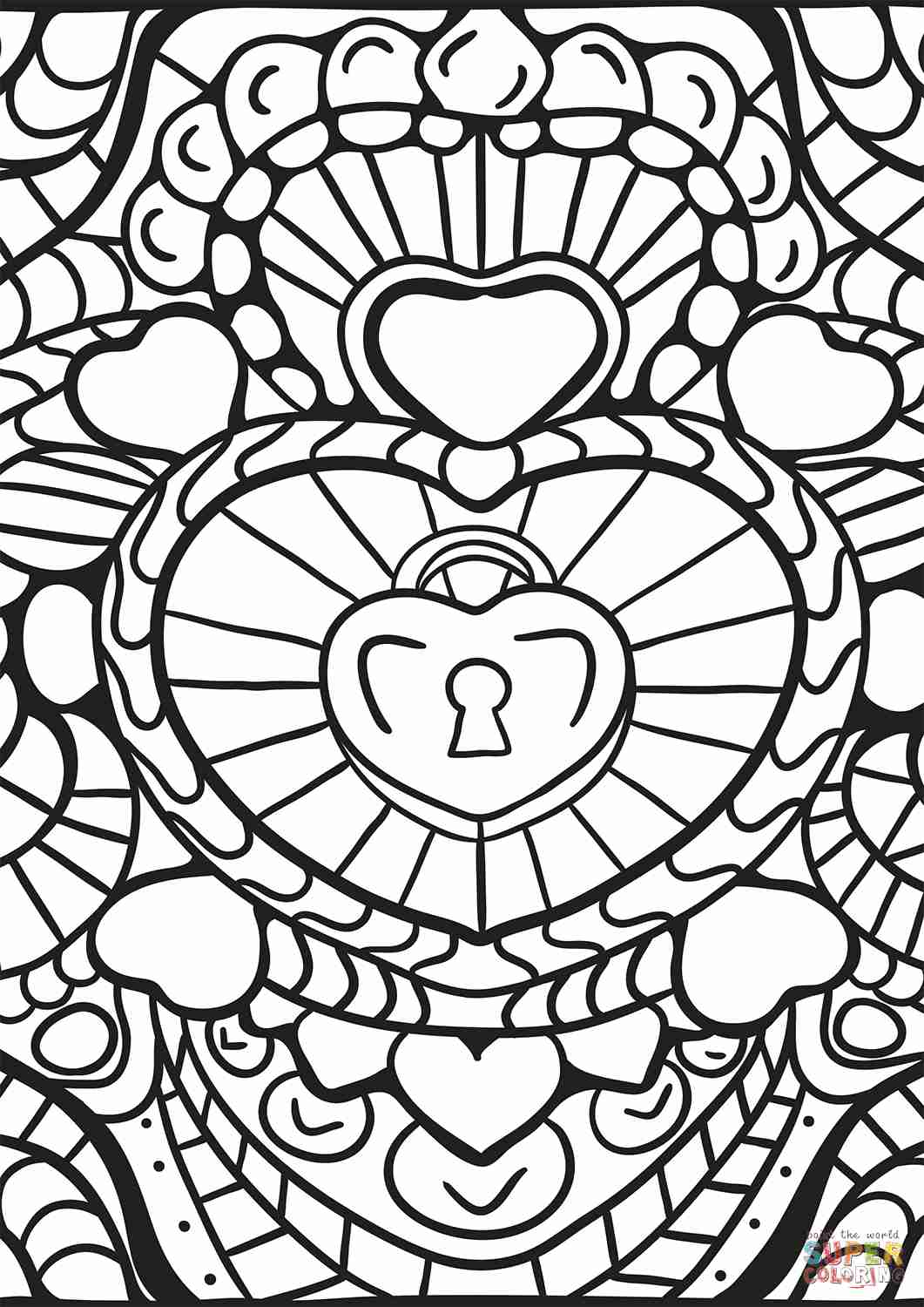1061x1500 Abstract Heart Patterns Coloring Page Free Printable Pages Cool