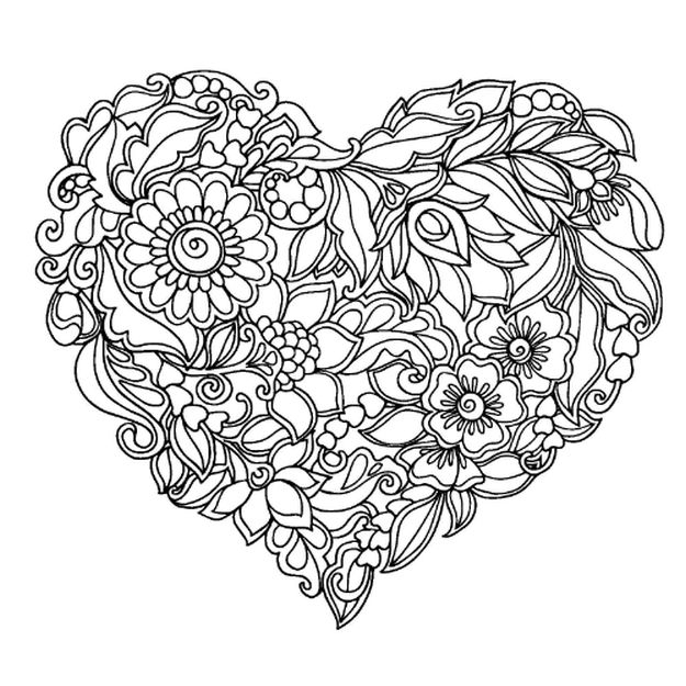 Adult Coloring Pages Flowers And Hearts Printable 625x625 Adult Coloring Pages Flowers And Hearts Printable