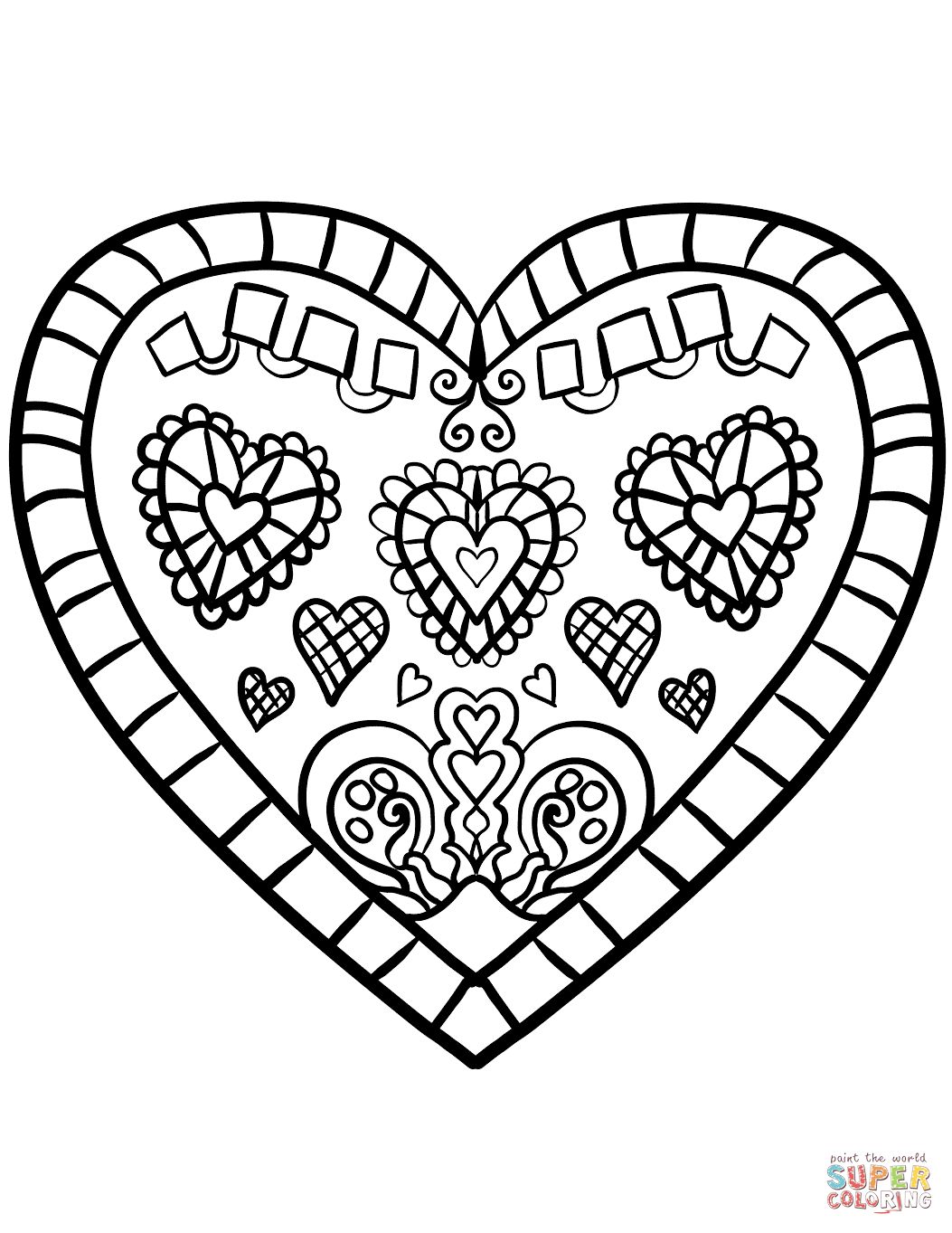 1053x1363 Decorated Heart Coloring Page For Free Heart Coloring Pages