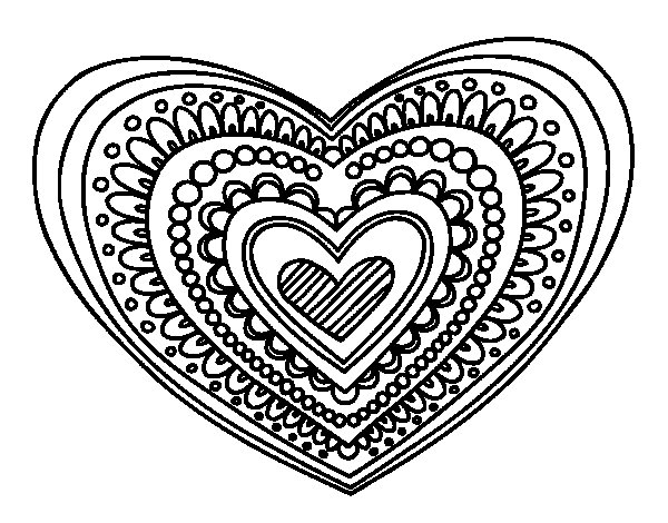 Heart Mandala Coloring Pages 600x470 Heart Mandala Coloring Pages
