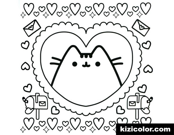 600x468 Pusheen Pages Pusheen In Heart Pattern