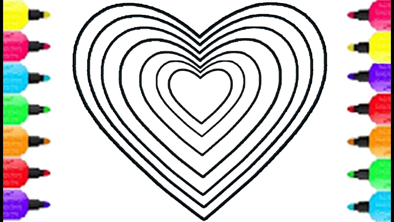 1280x720 Heart Shape Coloring Pages How To Draw Heart Shape And Coloring