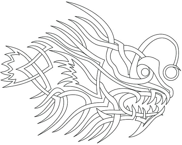 600x476 Tattoo Coloring Pages Angler Fish Tribal Tattoo Coloring Pages
