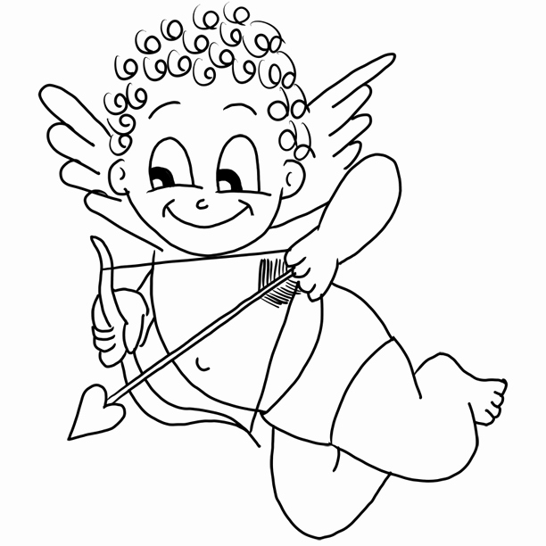 612x612 Arrow Coloring Pages Print Stock Cute Cartoon Cupid With Heart