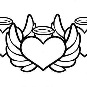 300x300 Coloring Pages Hearts With Wings And Roses New Heart With Wings