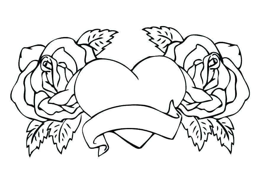 878x638 Coloring Pictures Of Hearts And Roses Coloring Pages Of Hearts