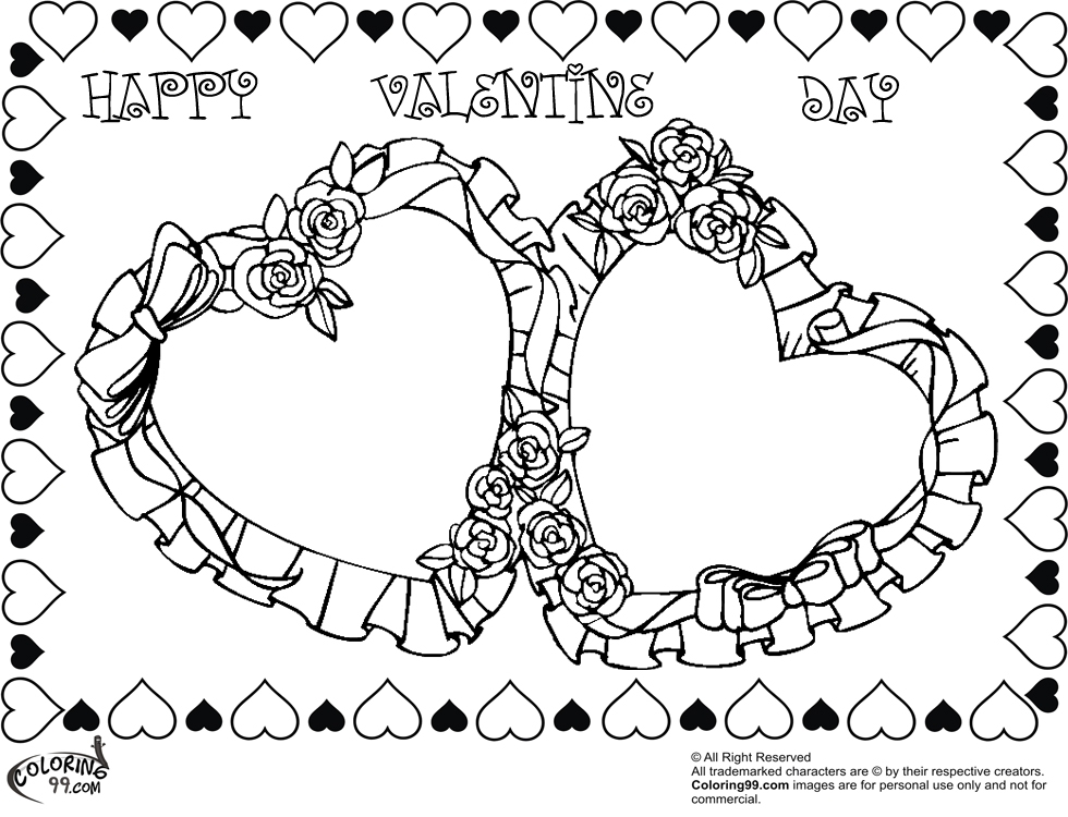 980x750 Hearts And Roses Coloring Pages Page Image Clipart Images