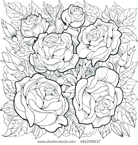 447x470 Roses Coloring Page Roses Hearts Coloring Pages Heart