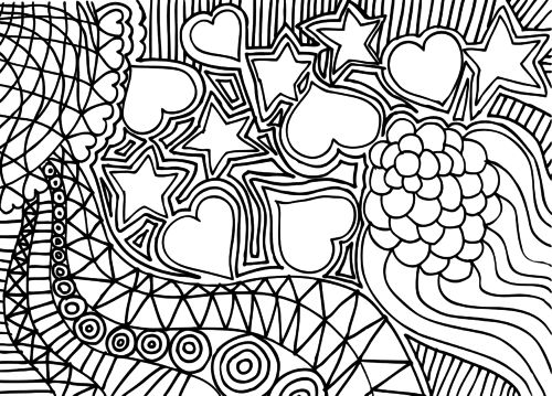 500x359 Adult Coloring Pages Stars Hearts Printable