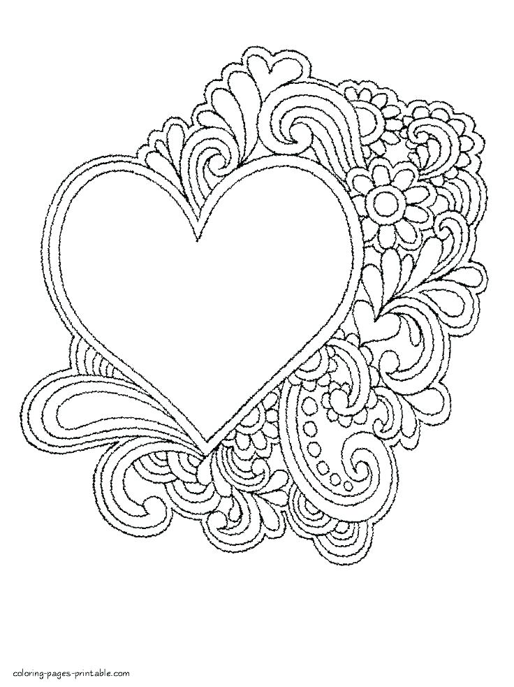 Heart Coloring Pages For Adults 736x983 Heart Coloring Pages For Adults