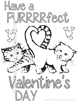 325x420 Cat Valentine Coloring Pages Printable Purrfect Cats With Heart